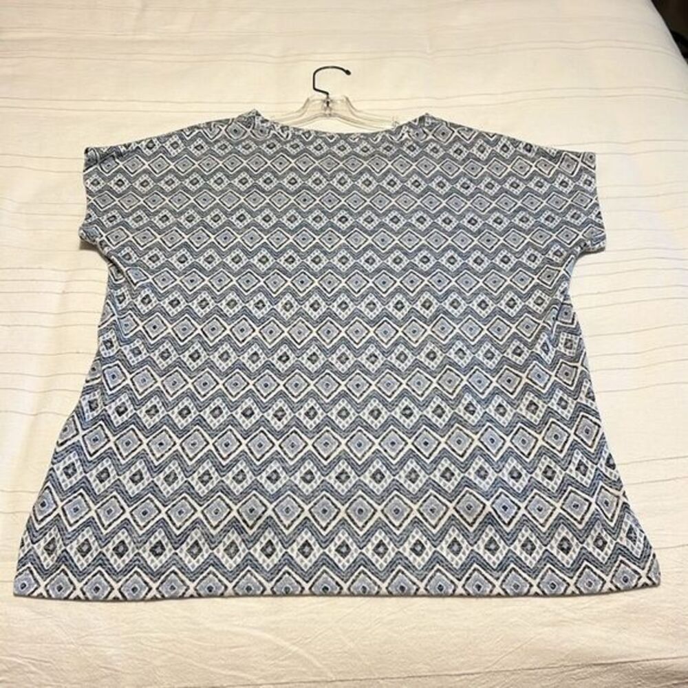 Orvis Classic Collection Blue White Geometric Ikat High Low Top Womens Small - Picture 2 of 8